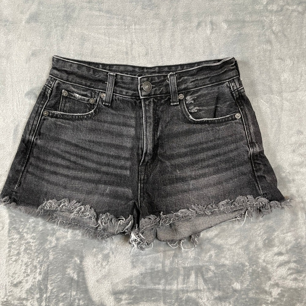 American Eagle Shorts Size 00 High Waisted Festival Denim Washed Black